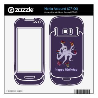 Happy Birthday Octopus Purple Nokia Astound Decals