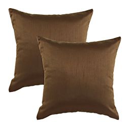 Shantung Walnut S backed 17x17 Fiber Pillows (Set of 2) Throw Pillows