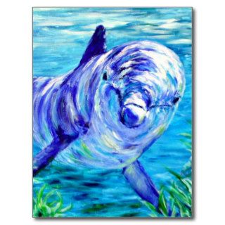 Ocean Dolphins Painting Dolphin Underwater Picture Post Card
