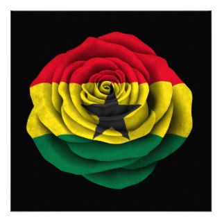 Ghana Rose Flag on Black Personalized Invitation