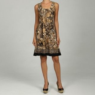 Glamour Scoop Neck Animal Print with Border Dress Glamour Casual Dresses