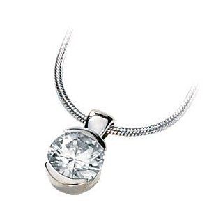 14k White Gold Cd Moiss Solitiare Pendant by US Gems Jewelry