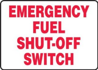 Accuform Signs MCHL572VA Aluminum Safety Sign, Legend "EMERGENCY FUEL SHUT OFF SWITCH", 10" Length x 14" Width x 0.040" Thickness, Red on White Industrial Warning Signs
