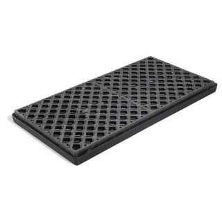 New Pig PAK123 LDPE Utility Tray with Grate, 8 Gallon Sump Capacity, 49 1/4" Length x 25 1/4" Width x 3 1/4" Height, Black Science Lab Trays