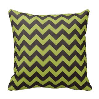 Chevron   Brown & Lime Green Pattern Throw Pillow