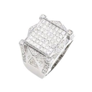 2.54 carat, Diamond Micro pave Setting Men's Ring, Round brilliant cut in 10K White Gold Jewelry