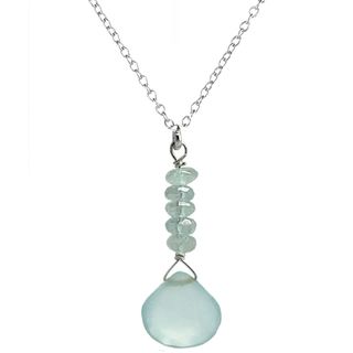 Ashanti Sterling Silver Aquamarine and Chalcedony Necklace (Sri Lanka) Ashanti Necklaces