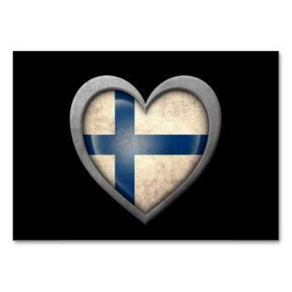 Finnish Heart Flag with Metal Effect Business Card Template