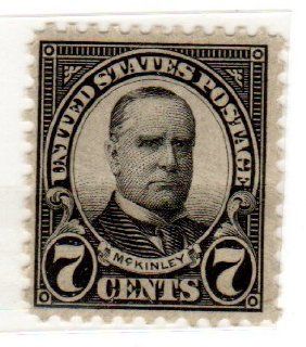 Postage Stamps United States. One Single 7 Cents Black McKinley Stamp Dated 1923, Scott #559. 