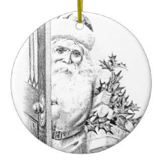 Vintage Santa Claus Comes Through The Door Christmas Tree Ornaments