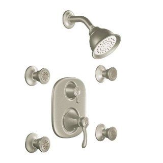 Moen 773BN Brushed Nickel Vestige Vertical Spa Pressure Balanced with Volume Control and 4 Body Sprays from the Vestige Collection 773   Showerheads  