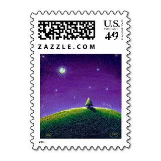 Titled  Moonlight   pine TREE hope peaceful night Stamp