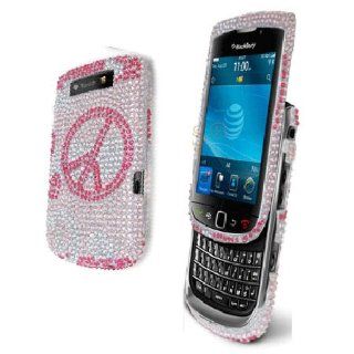Hard Plastic Snap on Cover Fits RIM Blackberry 9800 9810 Torch, Torch 4G Lovely Peace Full Diamond/Rhinestone AT&T Cell Phones & Accessories