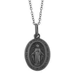 Fremada Oxidized Sterling Silver Miraculous Medal Necklace Fremada Sterling Silver Necklaces