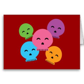 Colorful Happy Skulls Greeting Cards