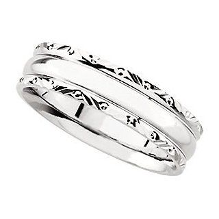 14K White Gold Comfort Fit Design Wedding Band6mm Size 6 Jewelry