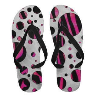 Zebra Black and Hot Pink Print Flip Flops