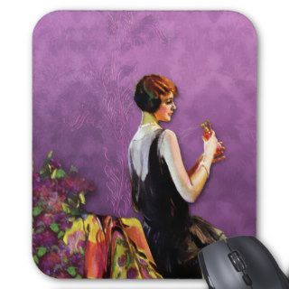 Qualida, 1920s Fashion in Gold and Plum Mousepads