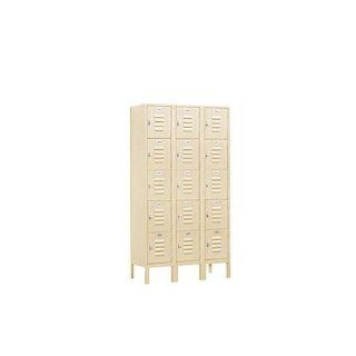 Assembled Five Tier 3 Wide Standard Locker Size 66" H x 36" W x 12" D, Color Tan  Office Storage Lockers 