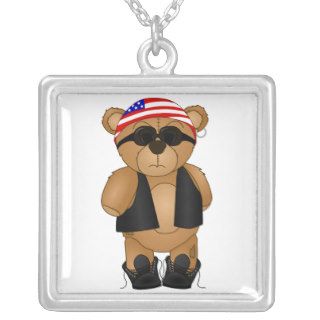 Cute and Fun Teddy Bear Biker Cartoon Mascot Pendant