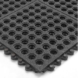 Wearwell Nitrile Rubber 576 24/Seven GritWorks Anti Fatigue Mat, for Wet Areas, 3' Width x 3' Length x 5/8" Thickness, Black Floor Matting