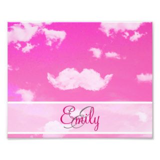 Monogram Funny Mustache White Clouds Pink Skyscape Photo
