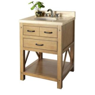 Foremost Avondale 25 in. Vanity in Weathered Pine with Marble Vanity Top in Crema Marfil AVHOS2422CM