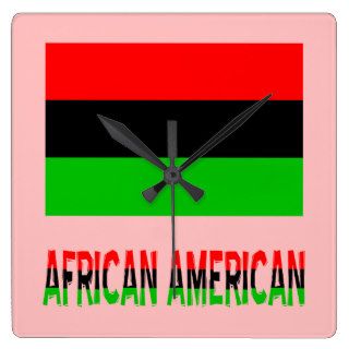African American Flag & Name Wallclocks