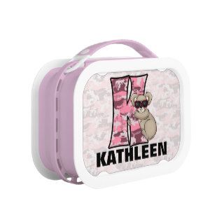 Pink Koala Monogrammed "K" Camouflage Lunchboxes