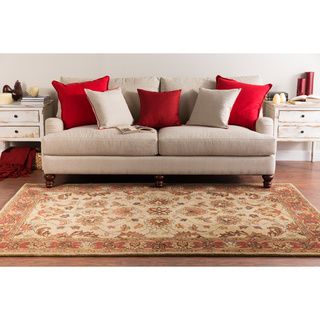 Hand tufted Coliseum Beige/Red Traditional Border Wool Rug (9' x 12') 7x9   10x14 Rugs