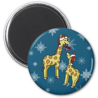 Giraffe Christmas Gift Giving Magnets