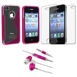 BasAcc Pink Case/ Headset/ Screen Protector for Apple iPhone 4S Eforcity Cases & Holders
