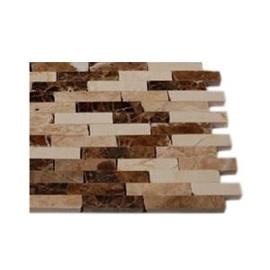 Splashback Tile Coffee Latte 1/2 in. x 2 in. Cracked Joint Classic Brick Layout Marble Mosaics   6 in. x 6 in. Tile Sample L4C7
