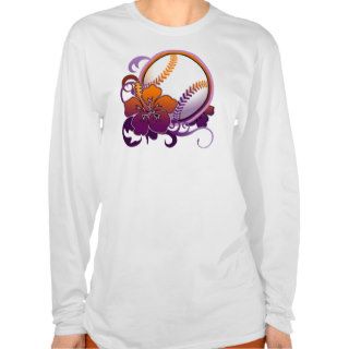 Softball / Baseball Tropical Flower Purple T Shirt