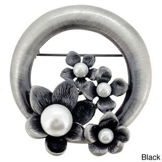 Vintage Style Pearl Black Flower Wreath Pin Brooch Brooches & Pins