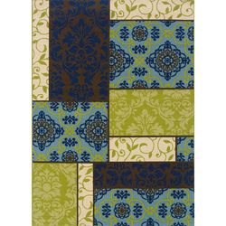 Brown/Blue Outdoor Area Rug (3'10 x 5'6) Style Haven 3x5   4x6 Rugs