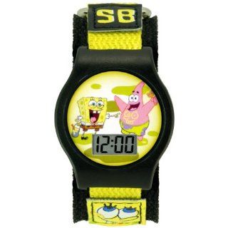 SpongeBob SquarePants Kids' SBP577G Black and Lime Velcro LCD Watch Watches