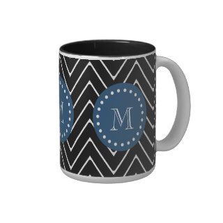 Navy Blue, Black and White Chevron Pattern  Your Coffee Mug