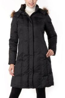 Phistic Women's Hooded Down Coat with Removable Genuine Raccoon Fur Trim   Chocolate XL