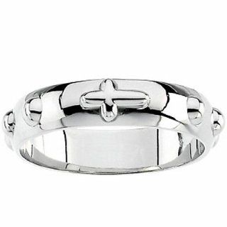 14K White Gold Rosary Ring Band For Men and Women   Size 10.5 (Other Sizes Available)    LIFETIME WARRANTY Jewelry