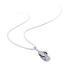 Sterling Silver Black & White Diamond Flip Flop Necklace (G H, I2 I3) Diamond Necklaces
