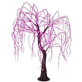Arclite NBL TW 190 8 Meadow Weeping Willow Tree, 7' Height, with Black Trunk, Pink Crystals and Pink Lights Landscape Lighting