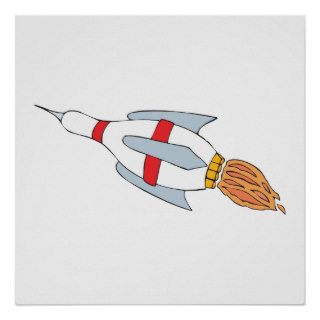 funny rocket bowling pin design cartoon poster