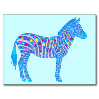 Colorful Zebra Dots And Stripes Art Postcard