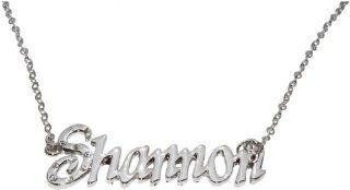 Name Necklaces Shannon   Personalized Necklace White Gold Plated 18K, Belcher Chain, 2mm Thick Zacria Jewelry
