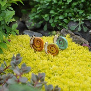 Miniature Fairy Garden Snail Picks, Set of 3   Collectible Figurines