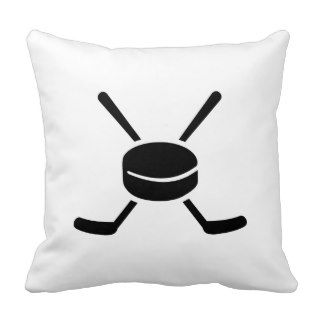 Crossed hockey sticks puck pillows