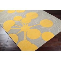 Jef Designs Hand tufted Grey/Yellow Contemporary Halesowen Wool Abstract Rug (8' x 11') Surya 7x9   10x14 Rugs