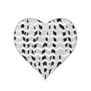Tiger Black and White Print Heart Stickers