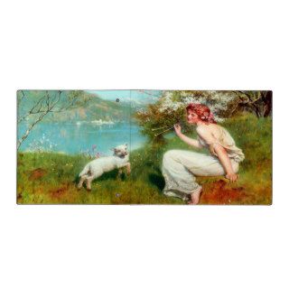 Vintage Painting Woman & Lamb ~ 2" Ring Binder
